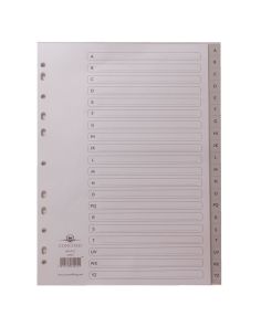 Concorde Grey Polypropylene Index, A4, A-Z, 20 Part