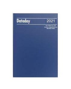 Dataday 2021 Desk Diary A43CIA, Week To View with Monthly Index and Column Appointments, Blue
