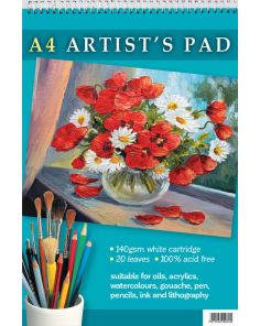 Artist's Pad, A4, 20 Leaves,140gsm White Cartridge Paper