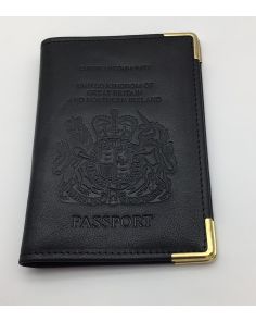 Antique Hide Leather Passport Holder, Black