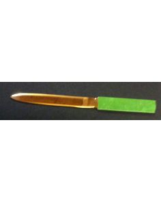Leathersmith Porcelain Grain Leather handled letter opener with gold blade, Apple Green