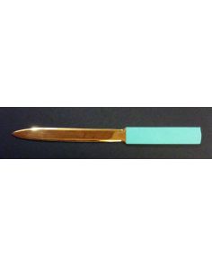 Leathersmith Rutland Grain Leather handled letter opener with gold blade, Aqua