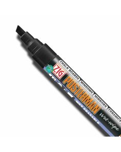 Zig Posterman Black Wet Wipe Markers. 6mm Chisel Tip