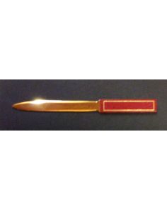 Leathersmith Montana Grain Leather handled letter opener with Gold chrome blade, Burgundy