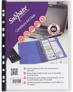 Snopake A4 Cardstore, Each set has 50 pockets and stores 100 cards, Pack of 5 Sets 