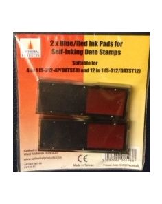 Replacement 2 colour stamp ink pad for Cathedral 4 in 1 / 12 in 1. Red/Blue. Pack of 2 Pads