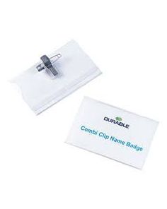Durable Combi Clip Badges, Economy, 54 x 90mm, Pack of 50