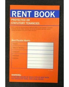 County Stationery Rent Book, Protected or Statutory Tenancies, (Orange Cover)
