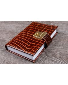 Crocodile Grain Leather Five Year Diary with Lock and Key A5, Brown