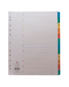 Concord Index A4 Extra Wide. Numeric 1-12. White with Multi coloured tabs. CS98