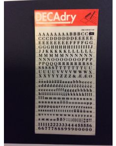 Decadry Super Transfers No247, 24pt, 6mm, 0.236inch, Black Letters & Numbers