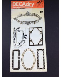 Decadry Super Transfers No715, Black & Gold Art Nouveau Small Frames