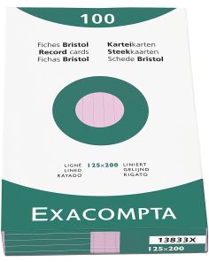 Exacompta Record Cards 125x200mm Pink, Pack of 100 
