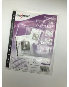 Snopake Polyfile A4 Ring Binder Wallet with CD Pocket, Classic Clear