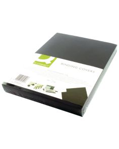 Q Connect A4 Report Cover, 250gsm, Plain Leathergrain Card, Black, Each