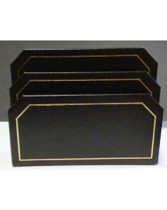 Leathersmith Luxury Rutland Black Letter rack with three leather covered dividers 