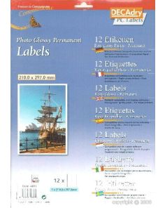 Decadry Photo Glossy Labels, Sheet of 1 with Square Corners