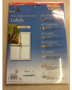 Decadry Photo Glossy Labels, Sheet of 4 with Square Corners