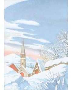 Decadry Christmas 3 Fold Event Cards A4, White Village, pack of 25 sheets