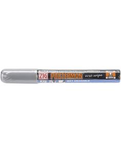 Zig Posterman Silver Wet Wipe Markers. 6mm Chisel Tip