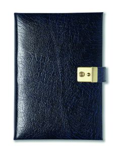 Crocodile Grain Leather Journal Book with Lock and Key, Black