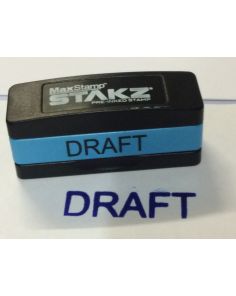 Stakz Pre Inked Word Stamp  'DRAFT' Blue