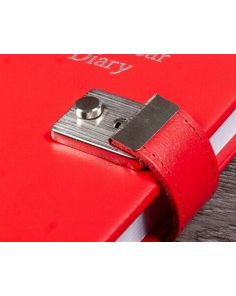 Tuscana Grain Leather Five Year Diary 140x95mm with Lock and Key, Red
