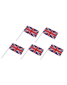 Union Jack Hand Waving Flags Kings Coronation Pack of 5 Size 12 x 8 Inch