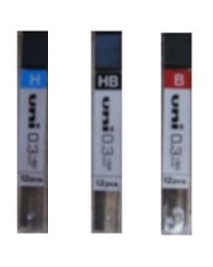 Uni Mechanical Pencil Leads, 0.3mm, HB, Pack of 12