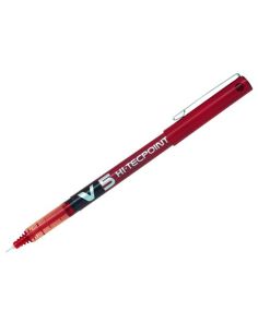 Pilot V5 Hi-Tecpoint Extra Fine Needlepoint Tip 0.5mm Rollerball Pen Red