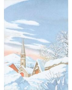Decadry Christmas Illustration Paper, A4, White Village, pack of 10 sheets