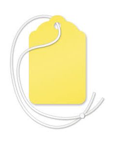 Clipper Strung Tickets, E23C, 32 x 22mm, Yellow, Pack of 100 