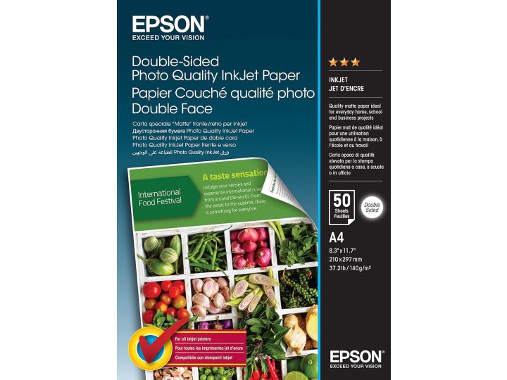 Epson A4 Double-Sided Photo Quality Inkjet Paper A4 50sheets 140 gm White C13S400059