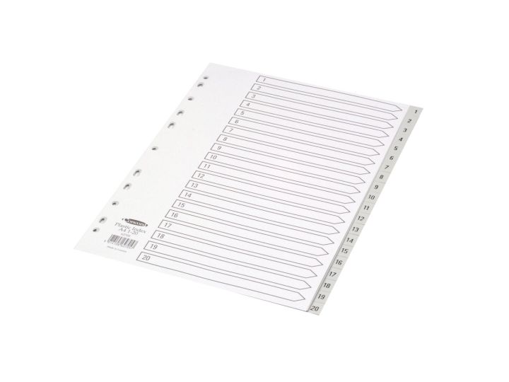 Concorde Grey A4 Polypropylene Index, 1-20