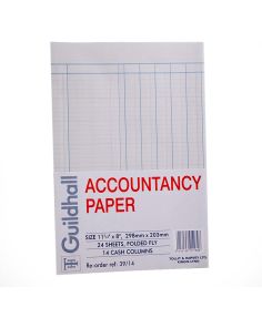 Guildhall Accountancy Paper, Pack of 240 Sheets, 14 Cash Columns 39/14Z