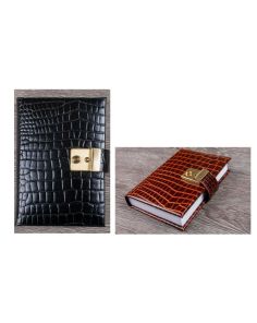 Crocodile Grain Leather Five Year Diary with Lock and Key