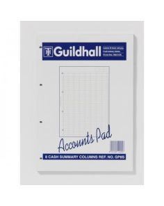 Guildhall Accounts Pad, A4 8 Summary Columns