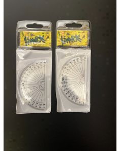 2 x Linex Semi-Circular Protractor Clear Plastic 10cm 180 Degree
