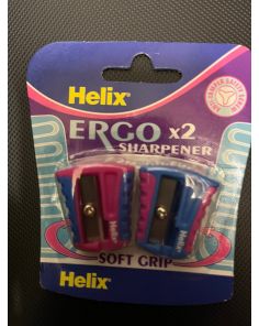 Helix Ergo Pencil Sharpener. Pink / Blue. Pack of 2
