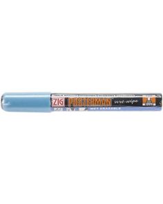 Zig Posterman Metallic Light Blue Wet Wipe Markers. 6mm Chisel Tip