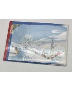 Decadry Christmas 3 Fold Event Cards A4 White Village Pack of 25 Sheets