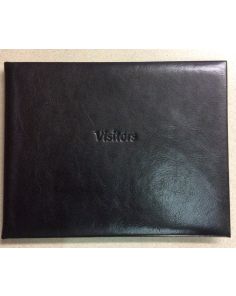 Vintage Hide Leather Visitors Book 210x273mm, Black